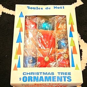 9 vintage mercury glass ornaments made in Poland, Christmas holidays